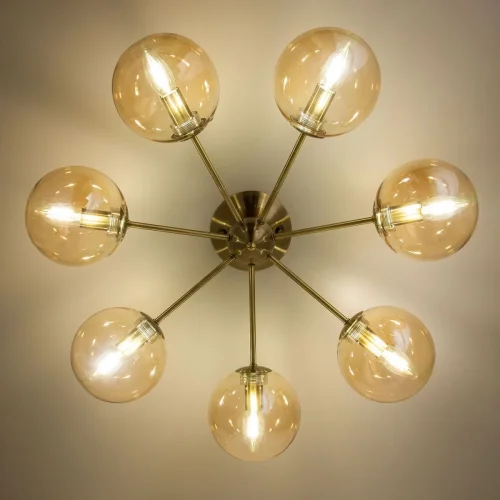 Люстра потолочная Томми CL102173 Citilux янтарная на 7 ламп, основание бронзовое в стиле современный шар фото 3