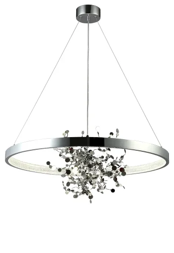 Люстра подвесная LED GARDEN SPLED+4 D800 CHROME Crystal Lux хром на 1 лампа, основание хром в стиле современный кольца ветви фото 2