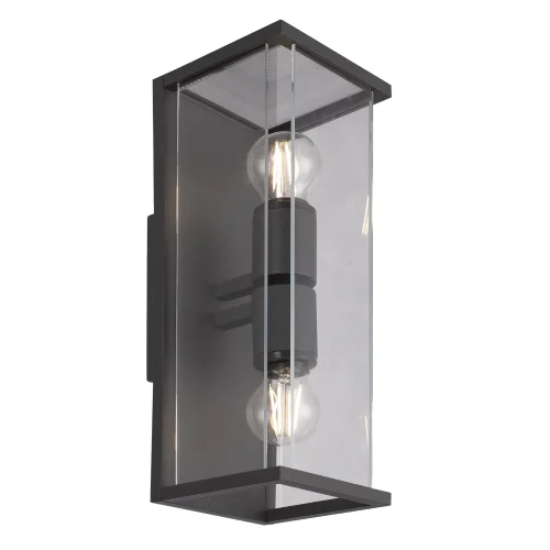Настенный светильник Meribel 6492 Mantra уличный IP54 чёрный серый 2 лампы, плафон прозрачный в стиле современный E27 фото 2