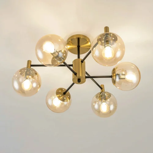 Люстра потолочная Шарлиз CL143163 Citilux прозрачная на 6 ламп, основание бронзовое в стиле современный шар фото 3