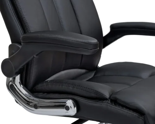 Офисное кресло для руководителей 107B-LMR RONALD, цвет чёрный Dobrin, чёрный/экокожа, ножки/металл/хром, размеры - 1130*1190***720*720 фото 8