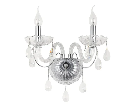 Бра Valledoria OML-70201-02 Omnilux без плафона на 2 лампы, основание прозрачное хром в стиле классический 
