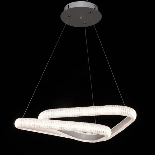 Люстра подвесная LED с пультом Оскар 510015501 DeMarkt белая на 1 лампа, основание белое в стиле современный хай-тек кольца с пультом фото 2