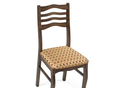 Деревянный стул Амадиу темно-коричневый 577888 Woodville, бежевый/ткань, ножки/массив березы дерево/коричневый, размеры - ****420*490 фото 5