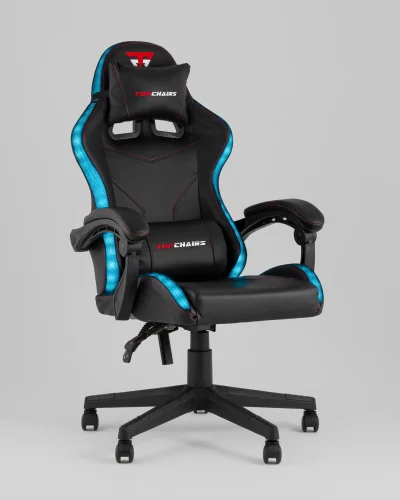 Кресло спортивное TopChairs Druid, черный УТ000039467 Stool Group, чёрный/экокожа, ножки/полимер/чёрный, размеры - 1250*1350***490*470 фото 7