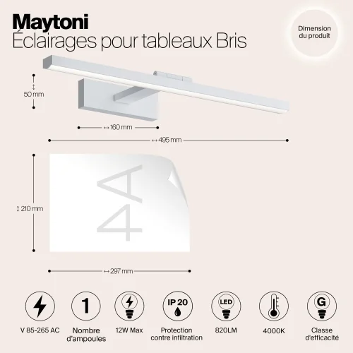 Подсветка для картин LED Bris MIR008WL-L12W4K Maytoni белая в стиле современный фото 8