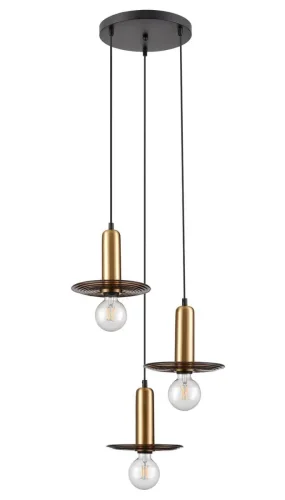 Светильник подвесной Gustoso VL5892P13 Vele Luce янтарный на 3 лампы, основание чёрное в стиле современный каскад фото 2