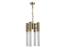 Светильник подвесной 7274/S brass Newport прозрачный 4 лампы, основание латунь в стиле американский современный классический трубочки