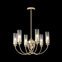 Люстра на штанге SECRET SP6 GOLD Crystal Lux прозрачная на 6 ламп, основание золотое в стиле классический Люстра на штанге SECRET SP6 GOLD Crystal Lux прозрачная на 6 ламп, основание золотое в стиле классический