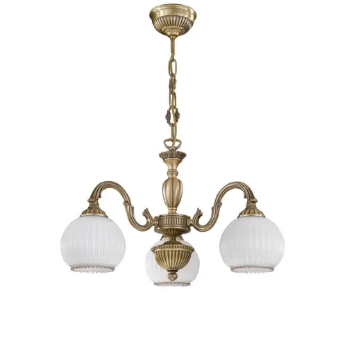 Люстра подвесная  L 9200/3 Reccagni Angelo белая на 3 лампы, основание античное бронза в стиле классический 