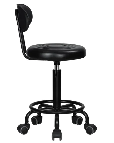 Табурет мастера DOBRIN BILLY BLACK (черный) цвет сиденья черный. цвет основания черный Dobrin, чёрный/экокожа, ножки/металл/, размеры - 690*850**** фото 3