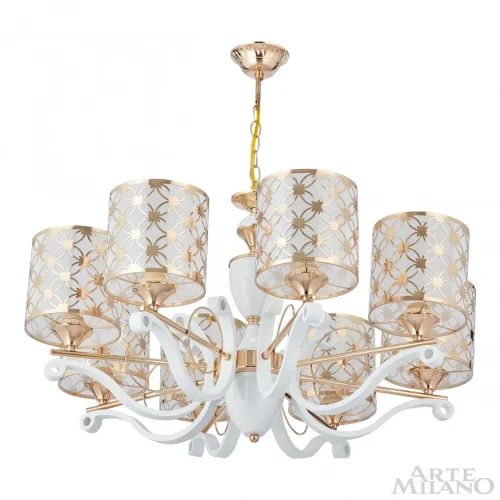 Люстра подвесная Florentia-3097 303097/8 Wh/Gd Arte Milano белая золотая на 8 ламп, основание золотое в стиле современный арт-деко фото 4