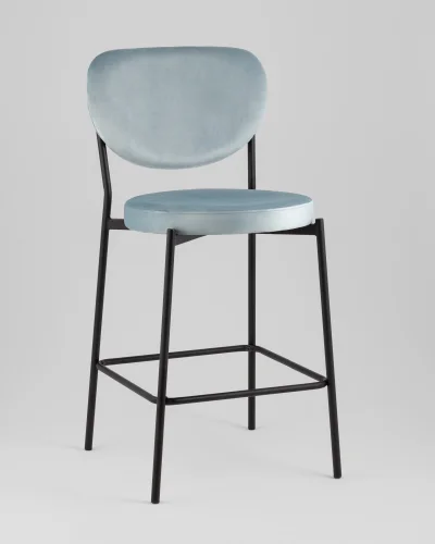 Стул полубарный Барбара NEW, велюр серо-голубой NC УТ000039830 Stool Group, голубой/велюр, ножки/металл/чёрный, размеры - *****