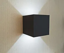 Настенный светильник LED Куб 08585,19(4000K) Kink Light уличный IP65 чёрный 2 лампы, плафон чёрный в стиле модерн LED