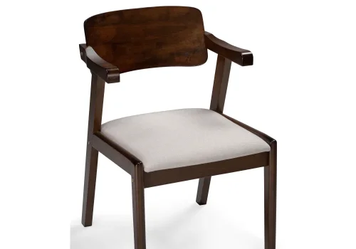 Деревянный стул Velma dirty oak / light beige 15524 Woodville, бежевый/ткань, ножки/массив гевеи/коричневый, размеры - ****510*550 фото 6