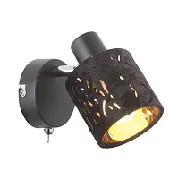 Бра с выключателем TROY 54121-1 Globo чёрный 1 лампа, основание чёрное в стиле современный 