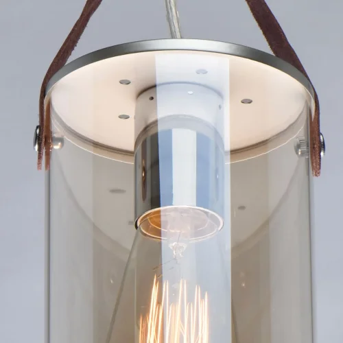 Светильник подвесной Тетро 673014801 DeMarkt прозрачный янтарный 1 лампа, основание серебряное в стиле современный  фото 5