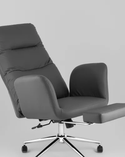 Кресло руководителя TopChairs Solid NC с оттоманкой, серый УТ000041760 Stool Group, /, ножки//, размеры - ***** фото 5