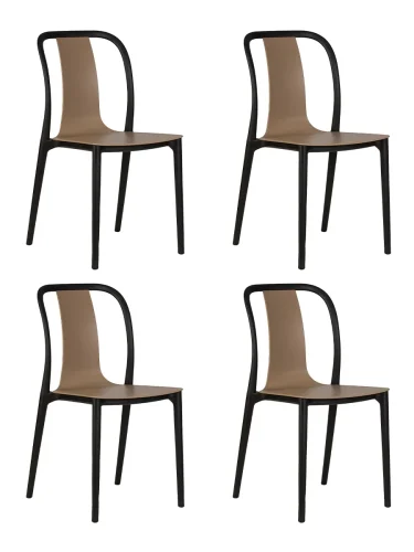 Набор 4 шт Стул обеденный DOBRIN ADAM (черный/бежевый) цвет сиденья бежевый, цвет основания черный Dobrin, /, ножки/пластик/, размеры - *875****