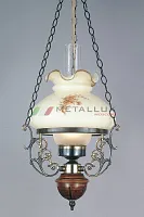 Светильник подвесной L 2400 M Reccagni Angelo бежевый 1 лампа, основание коричневое бронзовое в стиле классический кантри выдувное