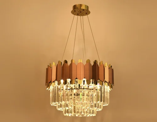 Люстра подвесная Traditional TR5290 Ambrella light прозрачная на 8 ламп, основание золотое розовое в стиле классический  фото 6