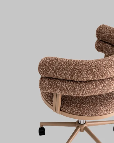 Стул офисный Ponty, светло-коричневый, бежевые ножки УТ000040474 Stool Group, коричневый/букле, ножки/пластик/бежевый, размеры - 670*750***700*610 фото 9
