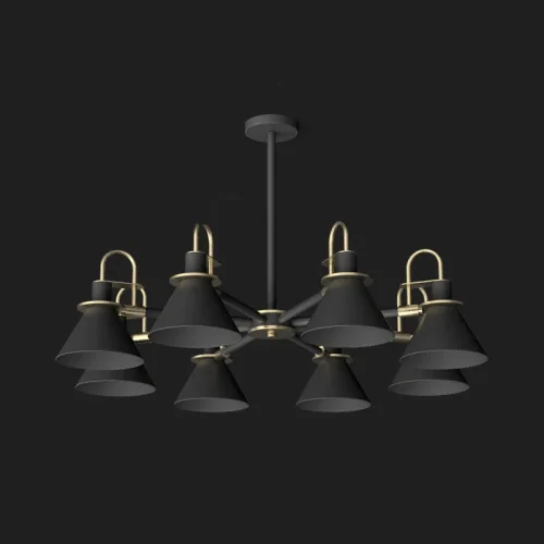 Люстра на штанге CODA D94 Black 193071-26 ImperiumLoft чёрная на 8 ламп, основание чёрное в стиле современный 