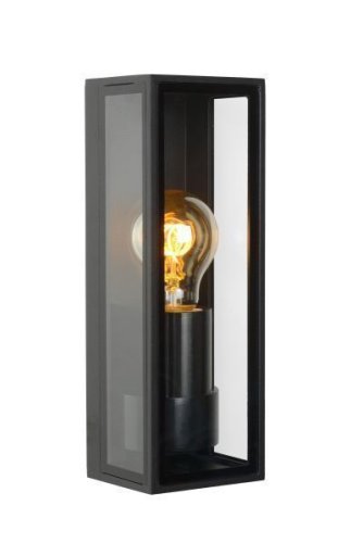 Настенный светильник Dukan 15802/01/30 Lucide уличный IP65 чёрный 1 лампа, плафон прозрачный чёрный в стиле модерн E27