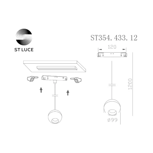 Трековый светильник магнитный LED Skyline 48 ST354.433.12 ST-Luce чёрный для шинопроводов серии Skyline 48 фото 2
