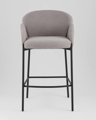 Стул барный Melia, серый, сиденье УТ000040514 Stool Group, серый/букле, ножки/металл/чёрный, размеры - ***** фото 2