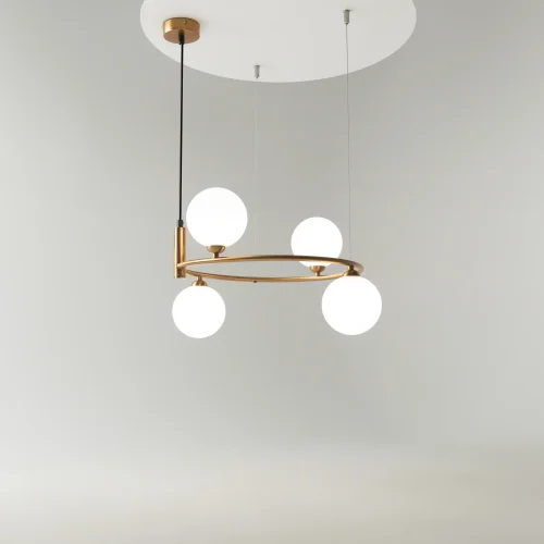 Светильник подвесной Ring MOD013PL-04BS1 Maytoni белый на 4 лампы, основание латунь в стиле современный шар фото 10