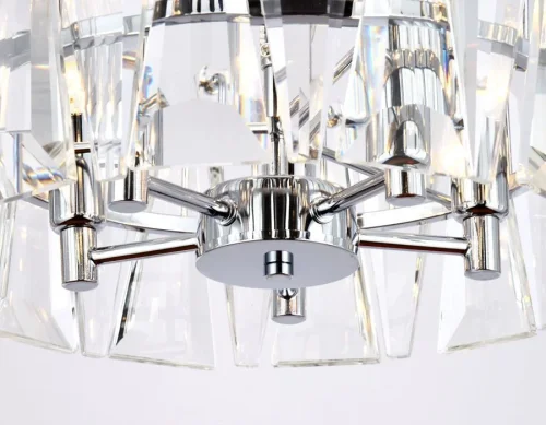 Люстра подвесная TR5166 Ambrella light прозрачная на 5 ламп, основание хром в стиле современный классический  фото 2