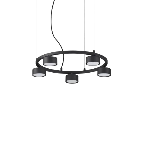 Светильник подвесной MINOR ROUND SP5 Ideal Lux чёрный 5 ламп, основание чёрное в стиле современный 