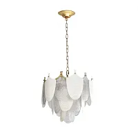 Люстра подвесная Porcela 5051/11 Odeon Light прозрачная белая на 11 ламп, основание золотое в стиле современный флористика 