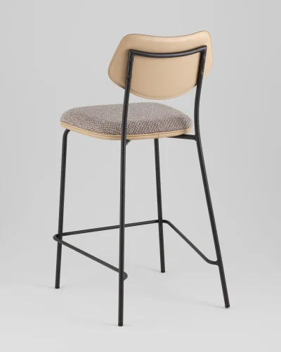 Стул полубарный Casey, темно-серый, с бежевой экокожей УТ000039576 Stool Group, бежевый/рогожка, ножки/металл/чёрный, размеры - ***** фото 5