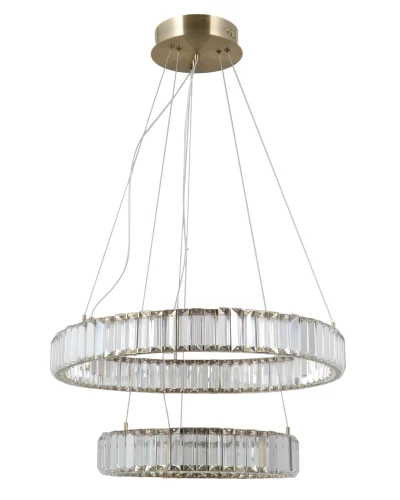 Люстра подвесная LED Asti V10732-PL Moderli прозрачная на 1 лампа, основание золотое в стиле классический современный кольца