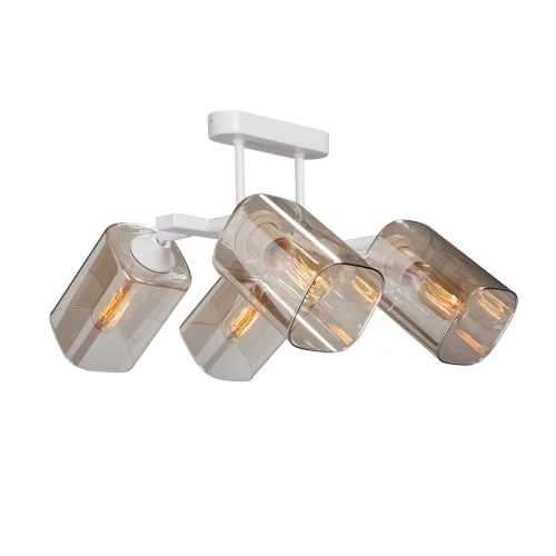 Люстра потолочная V4895-0/4PL Vitaluce янтарная на 4 лампы, основание белое в стиле арт-деко 