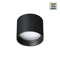 Светильник накладной LED с переключателем цветовой температуры Orbis 359593 Novotech белый чёрный на 1 лампу, основание чёрное в стиле современный хай-тек круглый