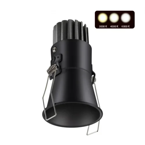 Светильник точечный LED с переключателем цветовой температуры Lang 358907 Novotech чёрный на 1 лампу, основание чёрное в стиле современный хай-тек 