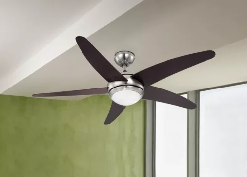 Вентилятор потолочный 0306 Globo в стиле современный, цвет основания / лопастей матовый никель коричневый фото 2