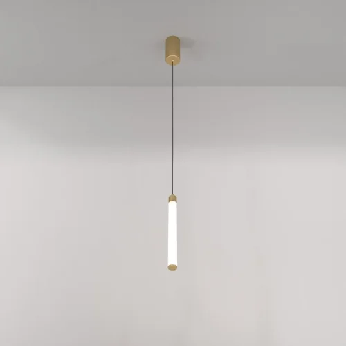 Светильник подвесной LED Ray P022PL-L10MG3K Maytoni белый 1 лампа, основание золотое в стиле современный трубочки фото 2