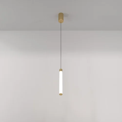 Светильник подвесной LED Ray P022PL-L10MG3K Maytoni белый на 1 лампу, основание золотое в стиле современный трубочки фото 2