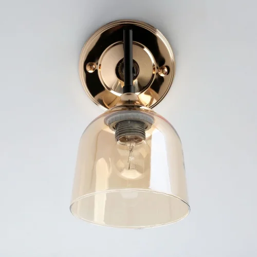 Бра Альфа 324027101 DeMarkt янтарный на 1 лампа, основание чёрное золотое в стиле современный  фото 3