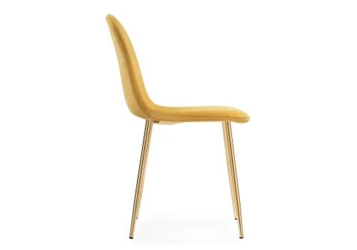 Стул на металлокаркасе Lilu 1 yellow / gold 15371 Woodville, жёлтый/велюр, ножки/металл/золотой, размеры - ****430*530 фото 3