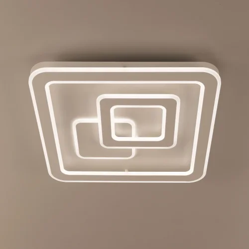 Люстра потолочная LED с пультом Квест CL739150 Citilux белая на 1 лампа, основание белое в стиле современный с пультом квадраты фото 5