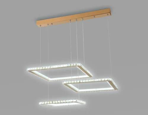 Люстра подвесная LED с пультом FA1761 Ambrella light прозрачная на 1 лампа, основание золотое в стиле современный хай-тек с пультом квадраты фото 4