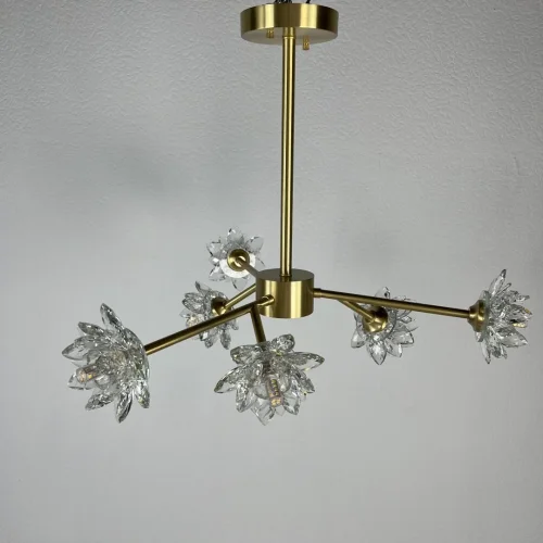 Люстра потолочная Lotos 151618-26 ImperiumLoft прозрачная на 6 ламп, основание золотое в стиле лофт современный  фото 7