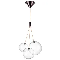 Светильник подвесной LED Sferetta 801030 Lightstar прозрачный 3 лампы, основание бордовое коричневое в стиле минимализм 