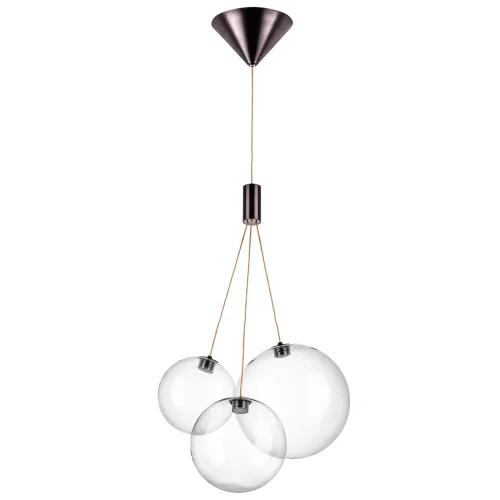 Светильник подвесной LED Sferetta 801030 Lightstar прозрачный 3 лампы, основание коричневое бордовое в стиле минимализм 