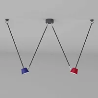 Светильник подвесной LED Хартвиг 717011302 DeMarkt красный синий на 2 лампы, основание серое в стиле современный 